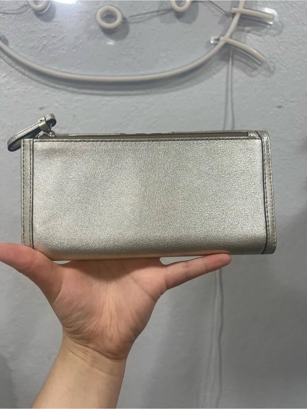 Coach Silver and Jacquard Wallet with Silver Cap and Tattersall Lining